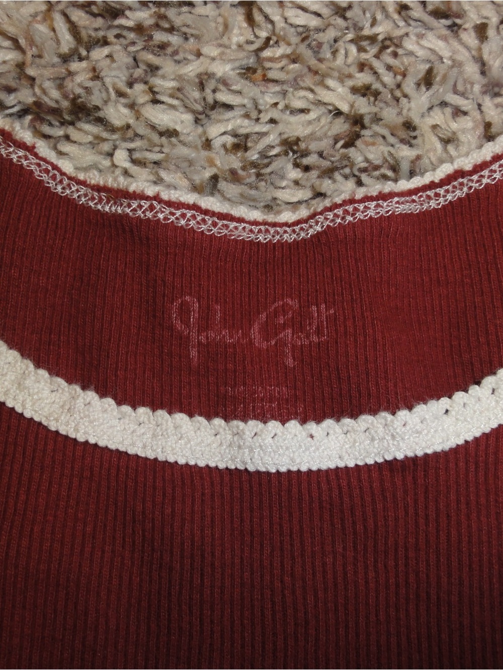 Brandy Melville Maroon and White Crochet Trim Cami